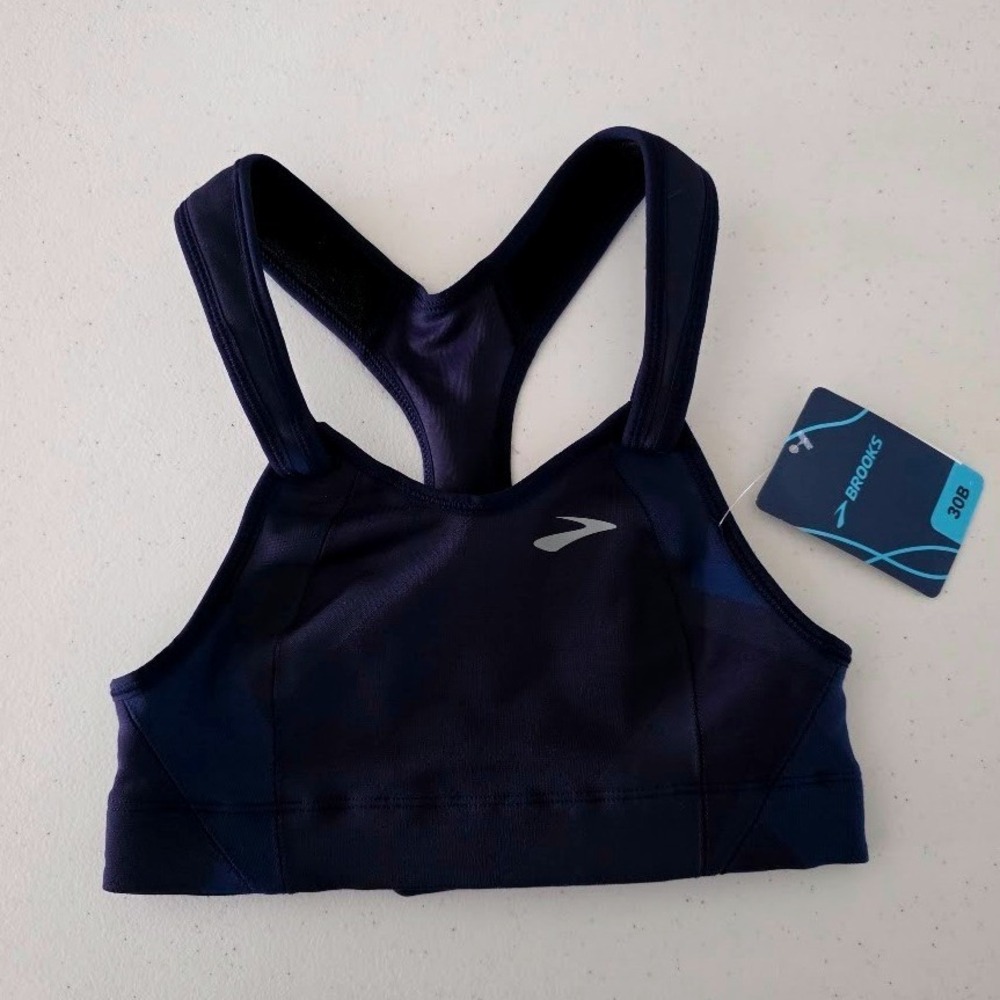 Brooks Rebound Racer Sports Bra Womens 30B Navy  High Impact Adjustable‎ Straps